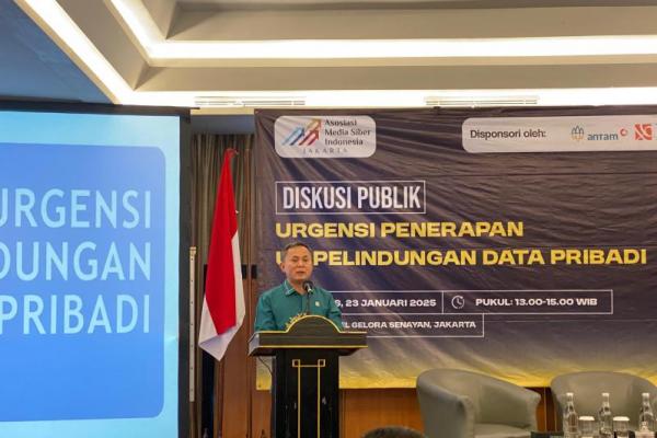 Wakil Menteri Hak Asasi Manusia, Mugiyanto Sipin dalam diskusi publik Urgensi Penerapan UU Pelindungan Data Pribadi yang digelar AMSI di Jakarta, Kamis (Foto: Ist) 